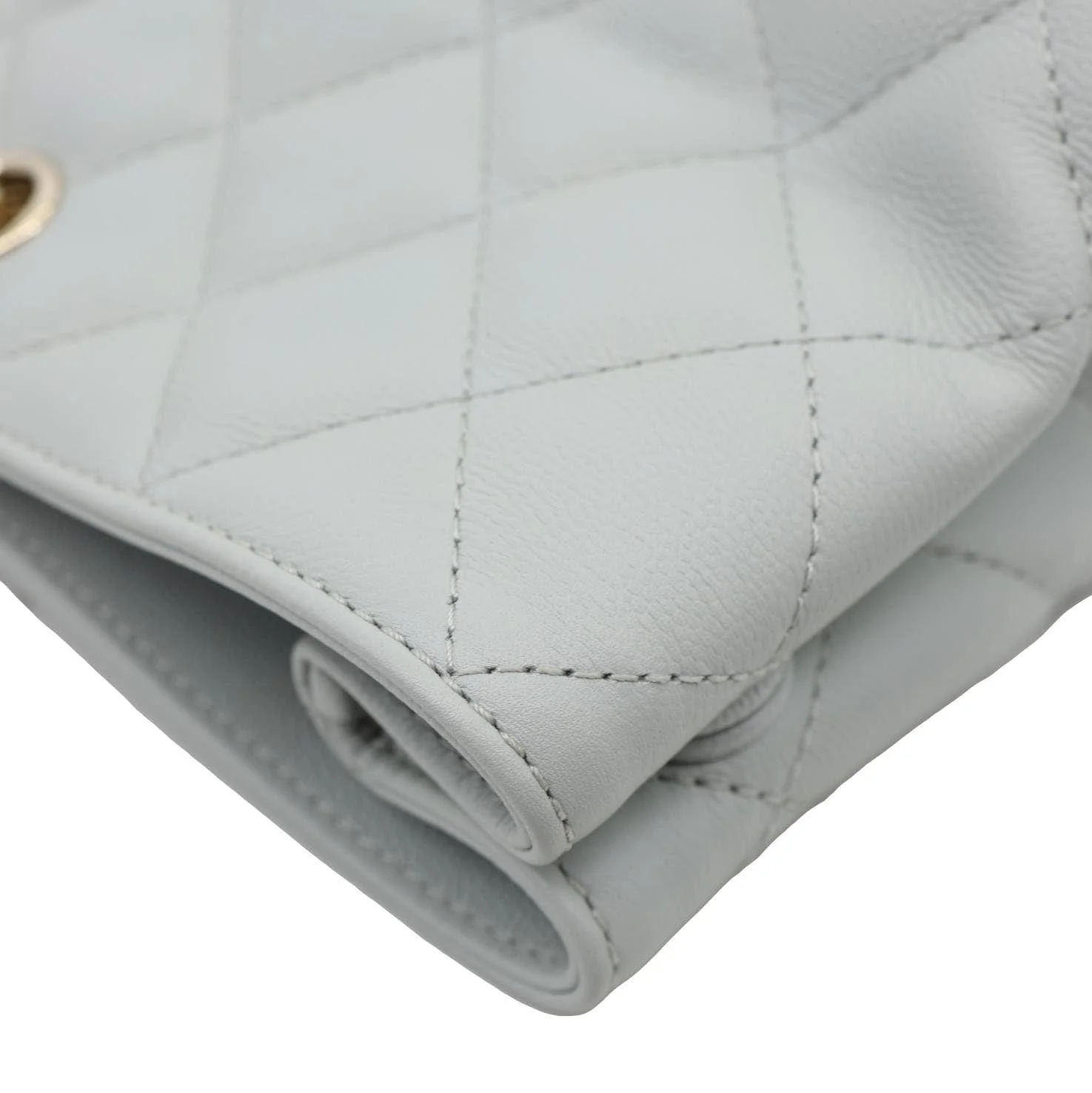 CHANEL Large Quilted Leather Shopping Tote Bag Ice Blue - Image 7