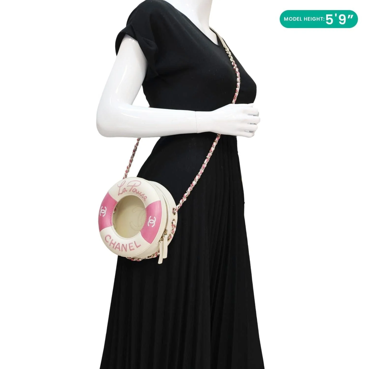 CHANEL Coco Lifesaver Leather Round Crossbody Bag Pink - Image 2