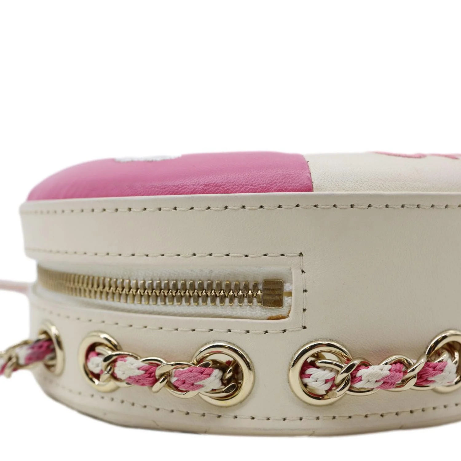 CHANEL Coco Lifesaver Leather Round Crossbody Bag Pink - Image 8