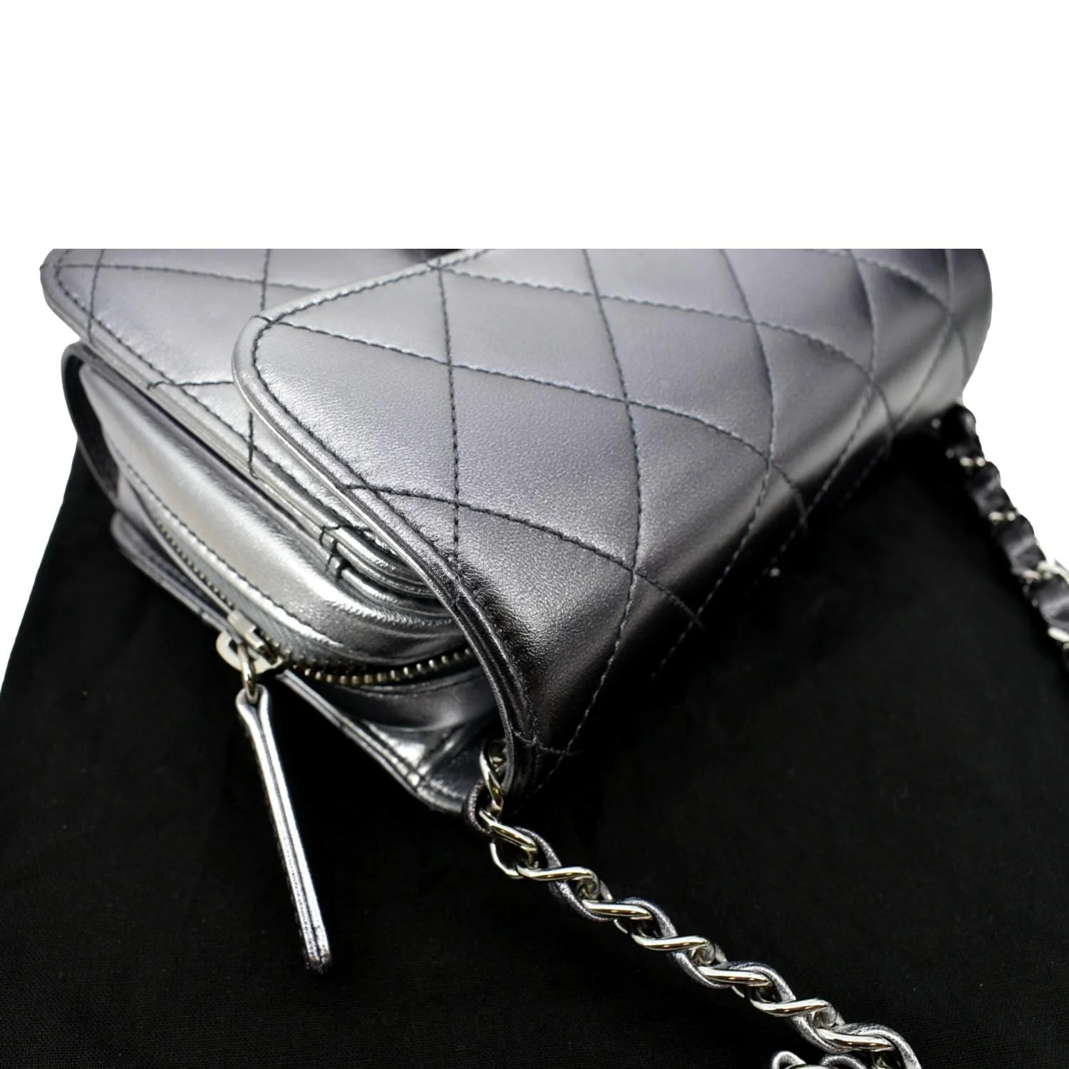 CHANEL Like a Wallet Quilted Lambskin Leather Shoulder Bag Gunmetal Metallic - Image 7
