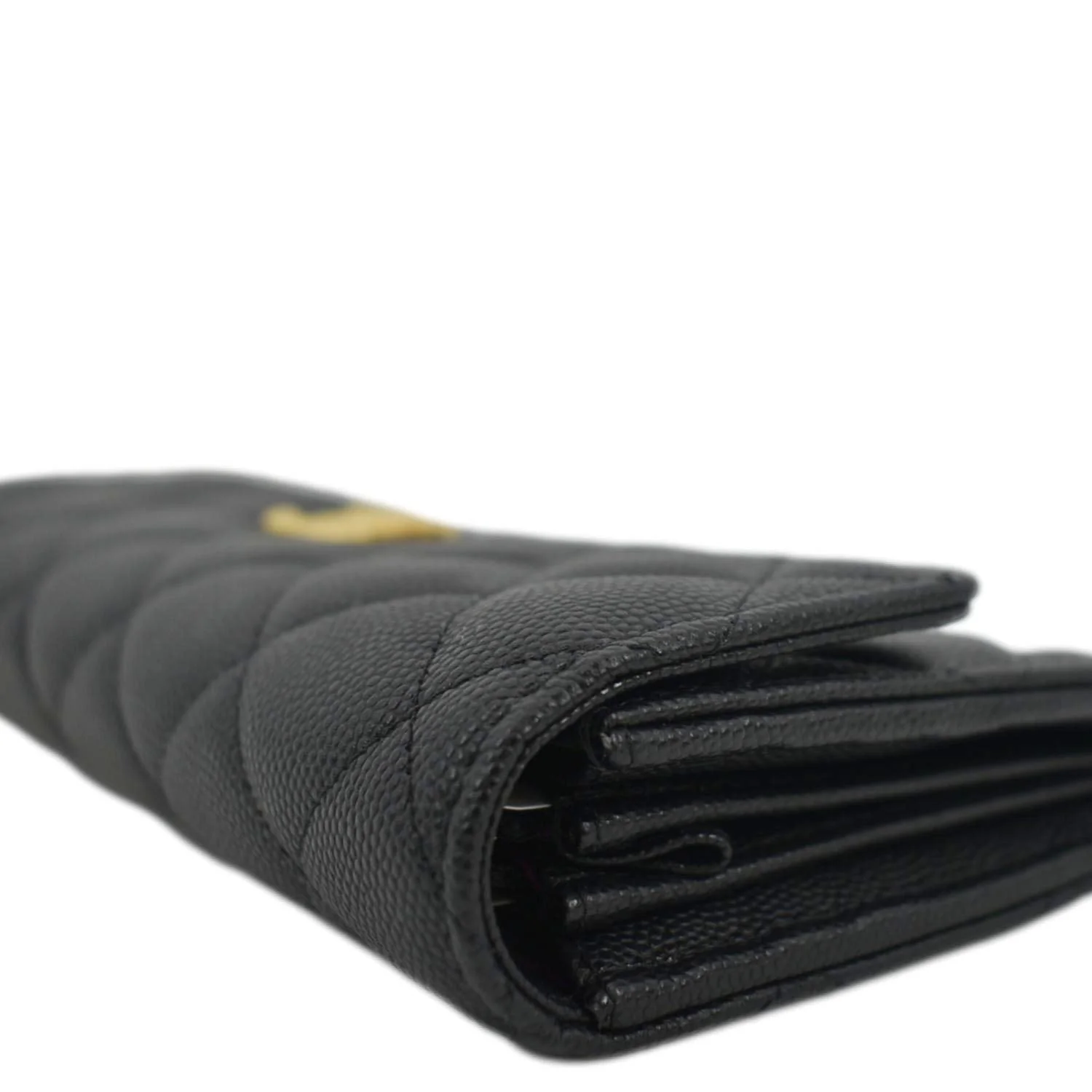 CHANEL Long Flap Quilted Caviar Wallet Black - Image 6