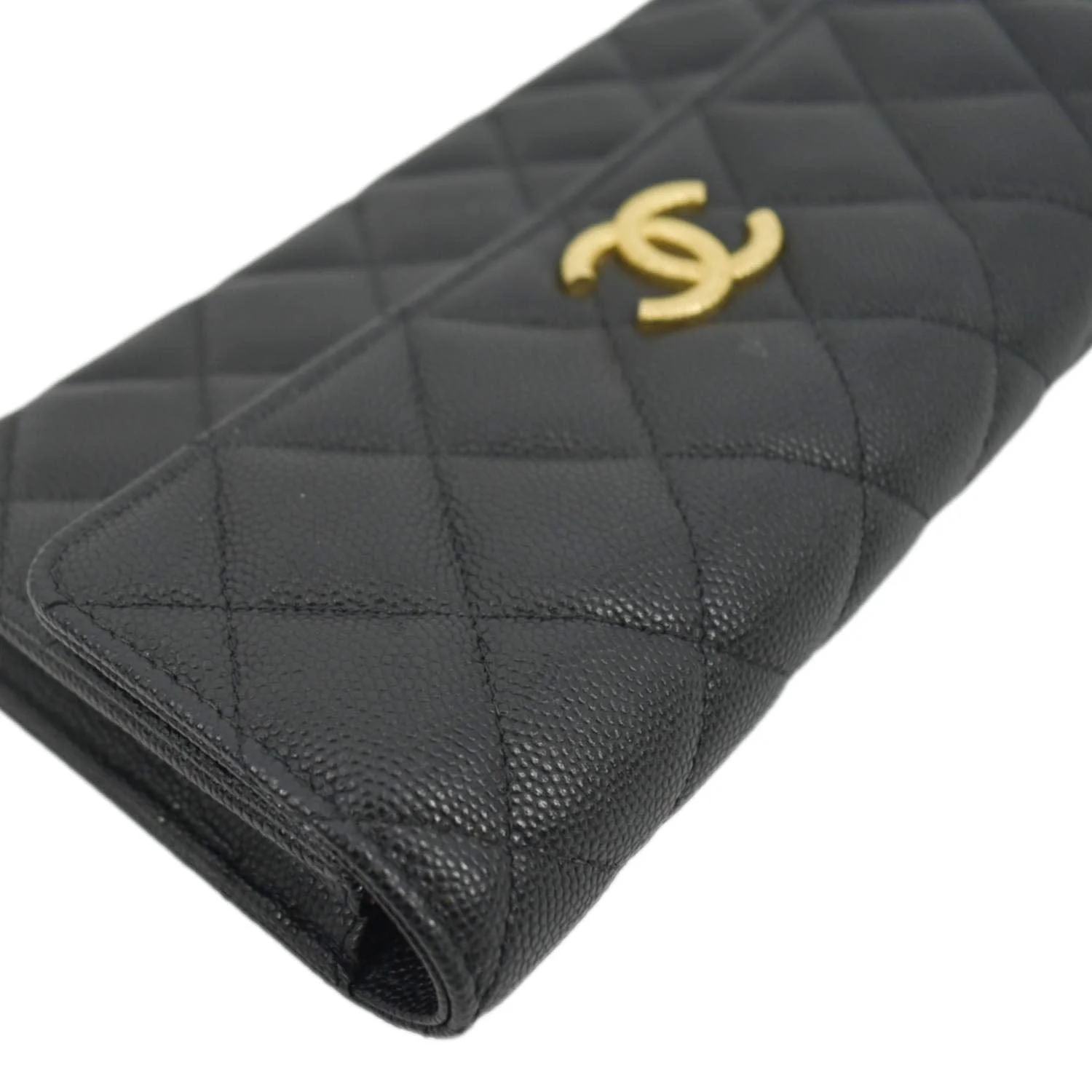 CHANEL Long Flap Quilted Caviar Wallet Black - Image 7