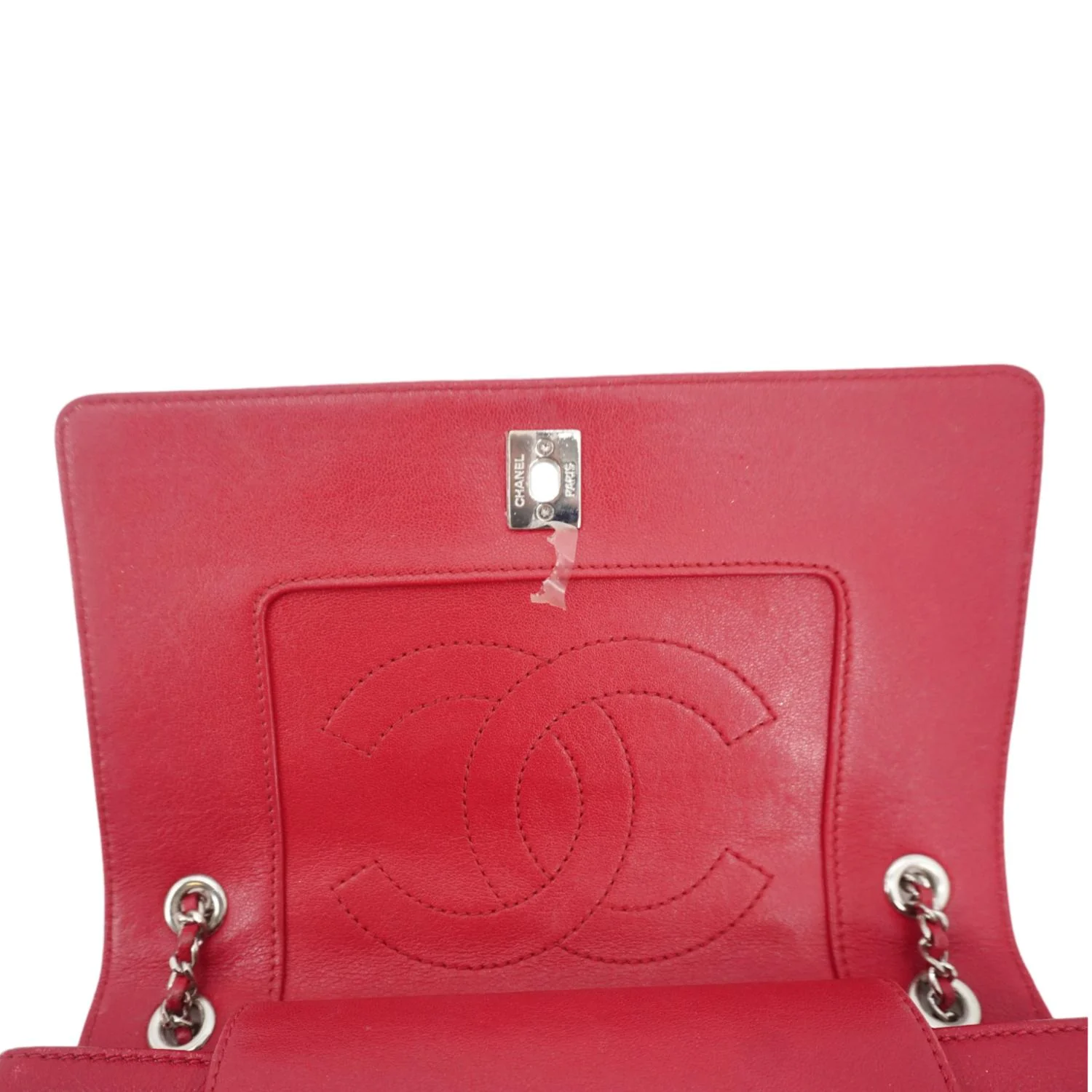 CHANEL Mademoiselle Vintage Flap Sheepskin Leather Crossbody Bag Pink - Image 15