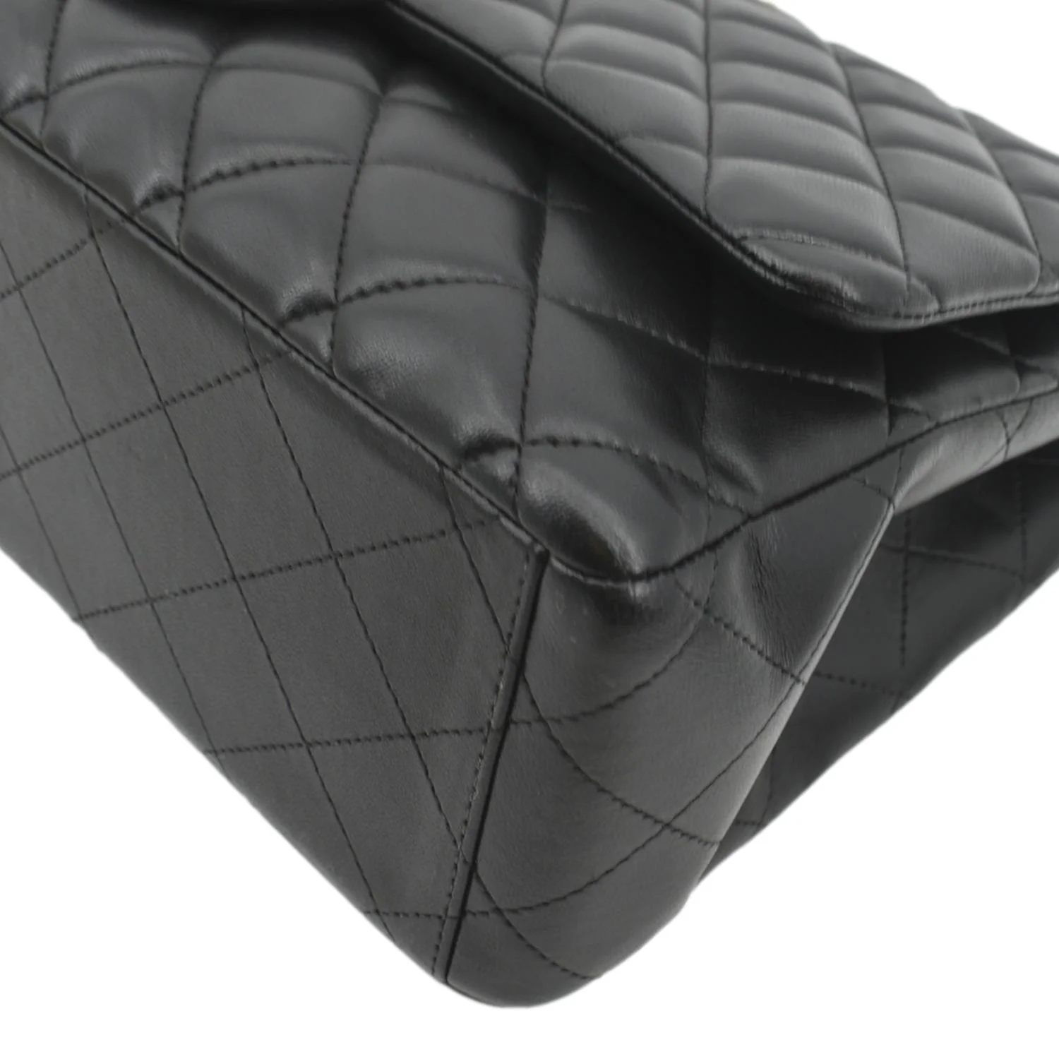 CHANEL Maxi Double Flap Lambskin Leather Shoulder Bag Black - Image 7