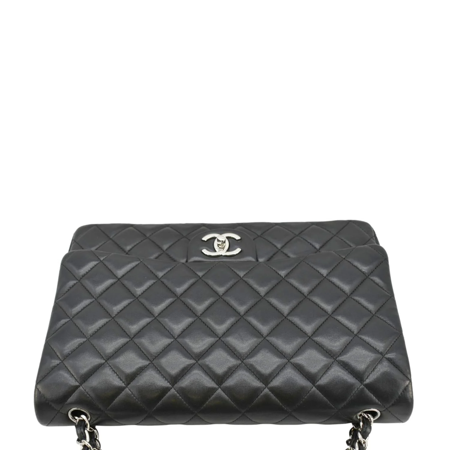 CHANEL Maxi Double Flap Leather Shoulder Bag Black - Image 5