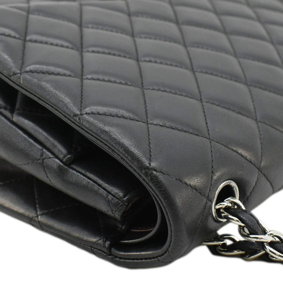 CHANEL Maxi Double Flap Leather Shoulder Bag Black - Image 7