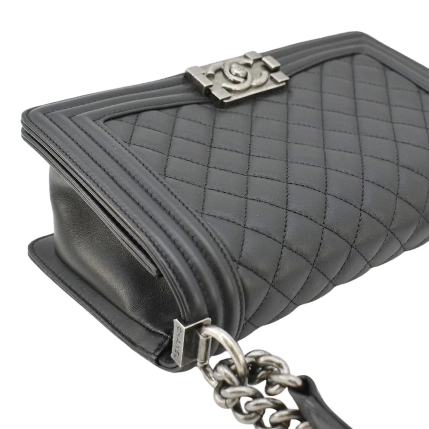 CHANEL Boy Flap Medium Quilted Leather Shoulder Bag Black - Image 6