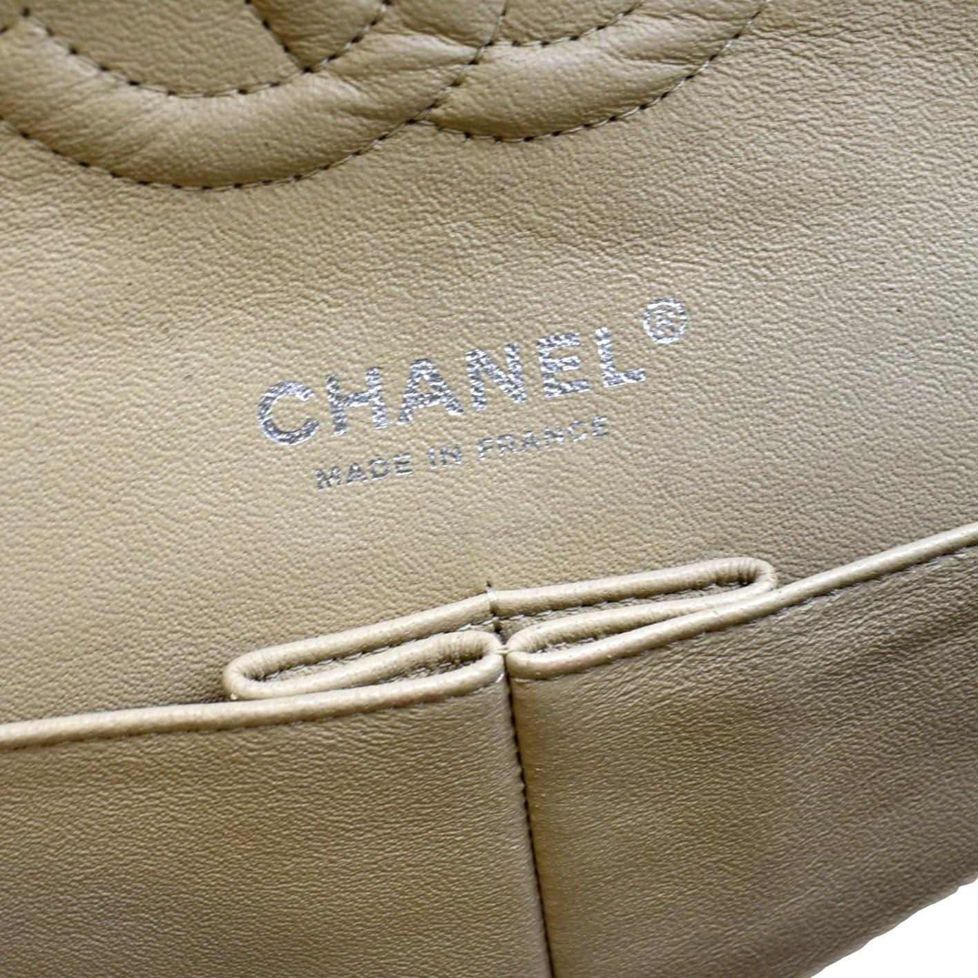 CHANEL Classic Medium Double Flap Quilted Leather Shoulder Bag Beige - Image 13