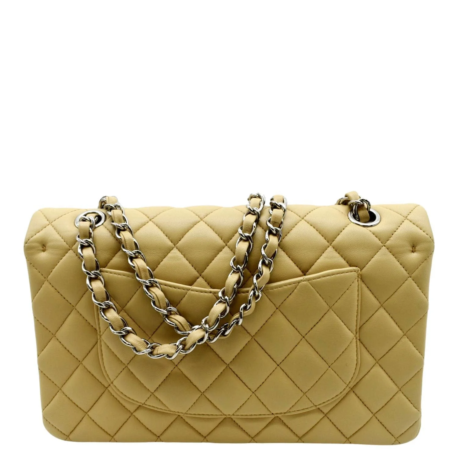 CHANEL Classic Medium Double Flap Quilted Leather Shoulder Bag Beige - Image 4