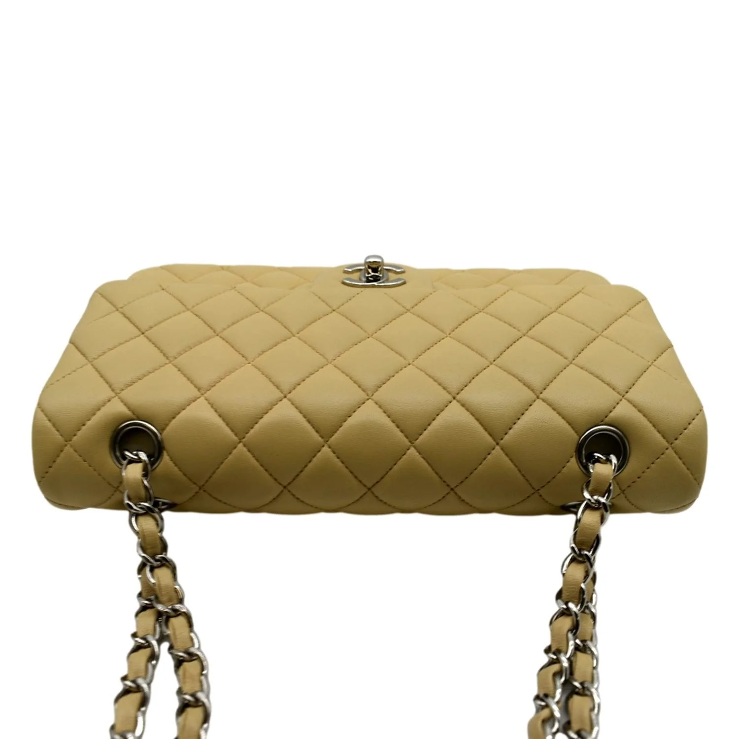 CHANEL Classic Medium Double Flap Quilted Leather Shoulder Bag Beige - Image 5