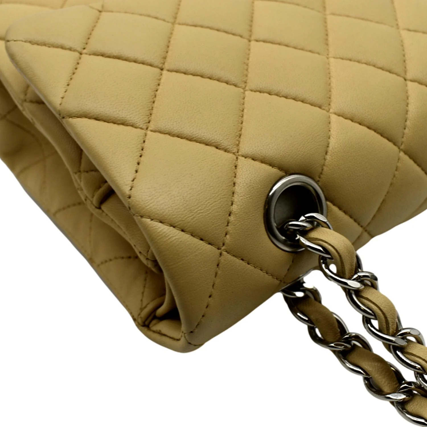 CHANEL Classic Medium Double Flap Quilted Leather Shoulder Bag Beige - Image 6