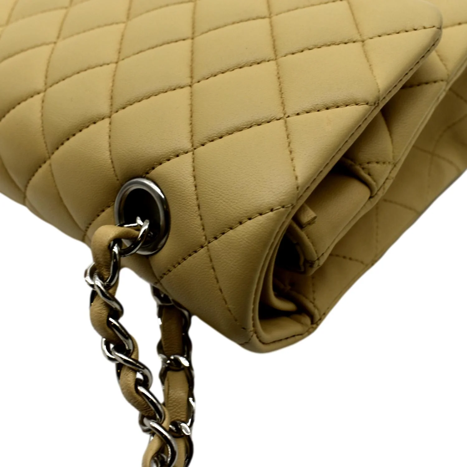 CHANEL Classic Medium Double Flap Quilted Leather Shoulder Bag Beige - Image 7
