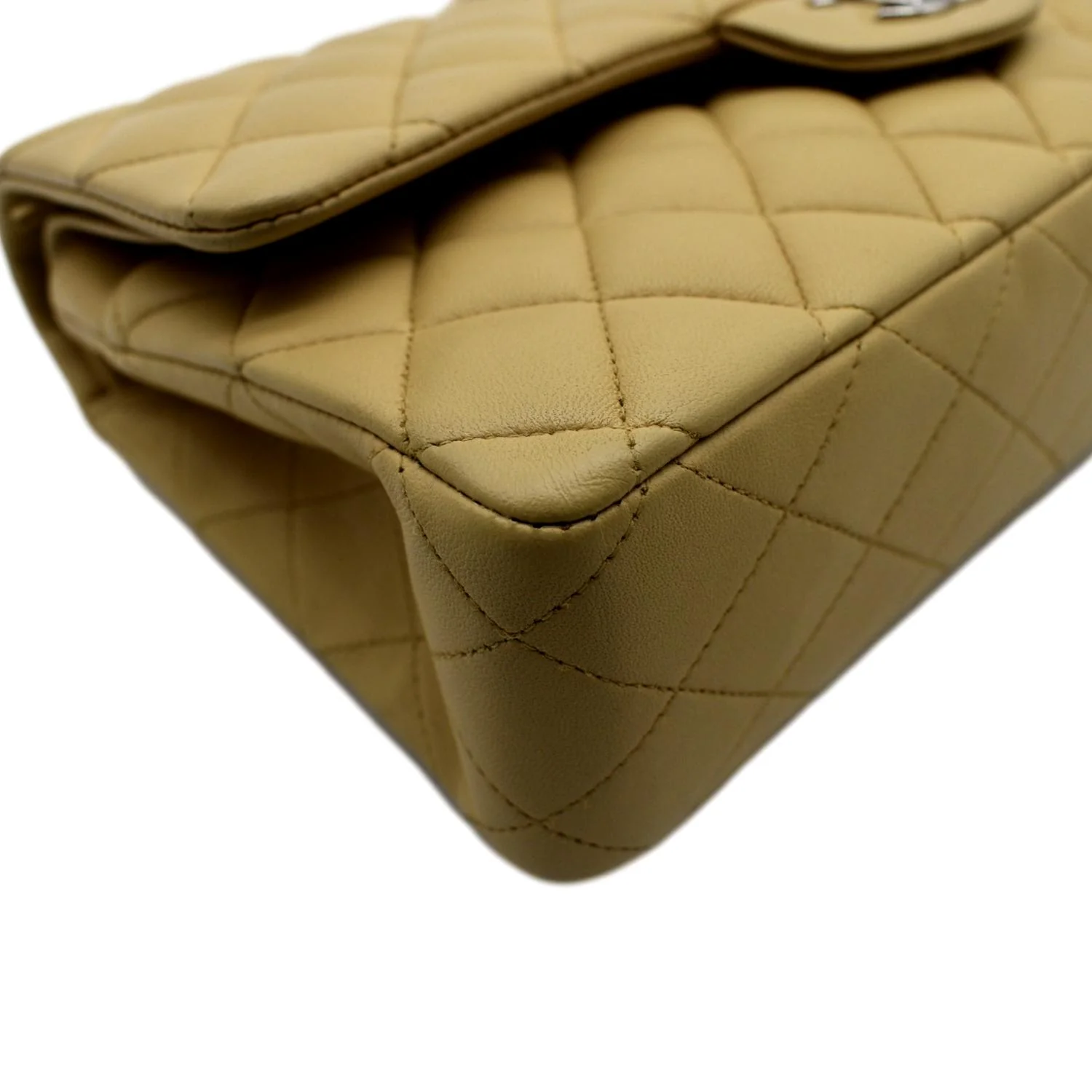 CHANEL Classic Medium Double Flap Quilted Leather Shoulder Bag Beige - Image 8