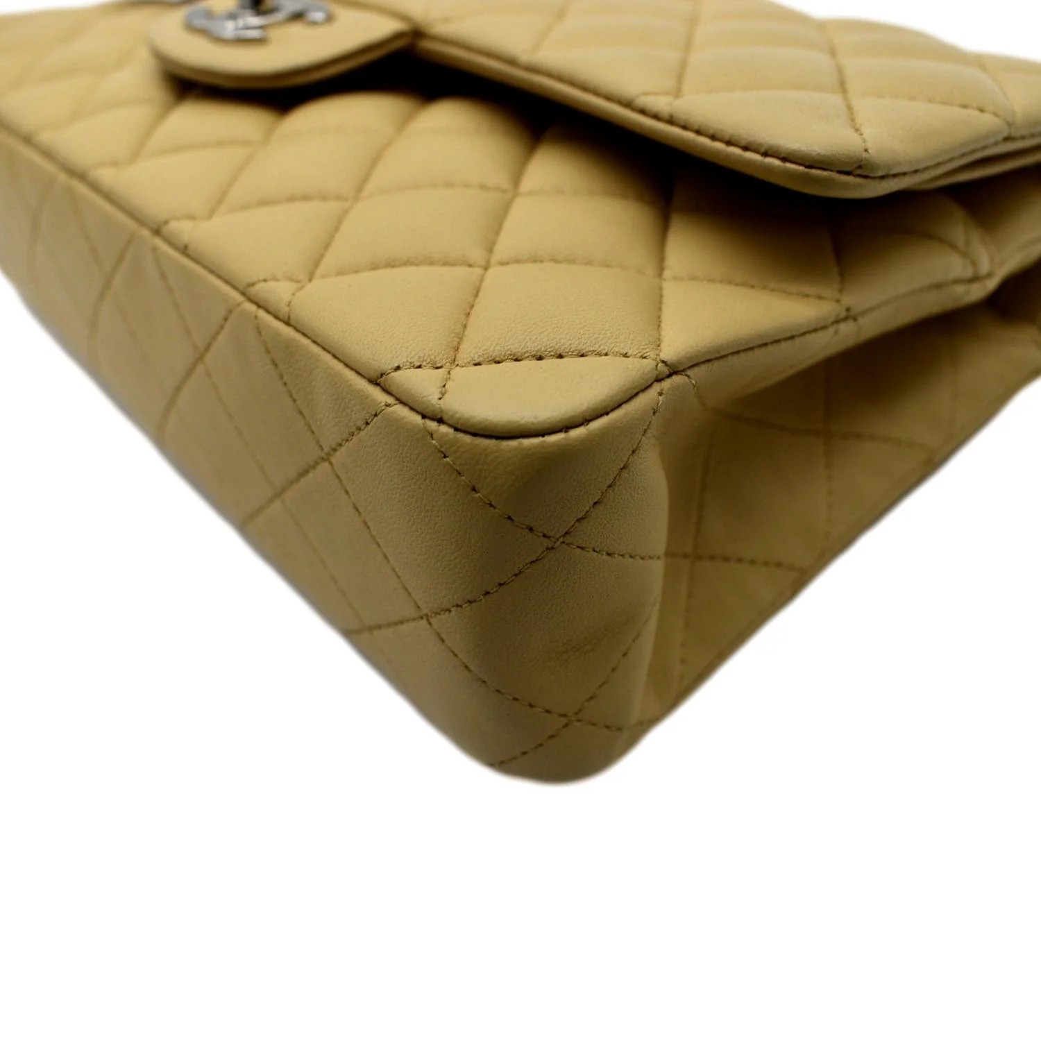 CHANEL Classic Medium Double Flap Quilted Leather Shoulder Bag Beige - Image 9