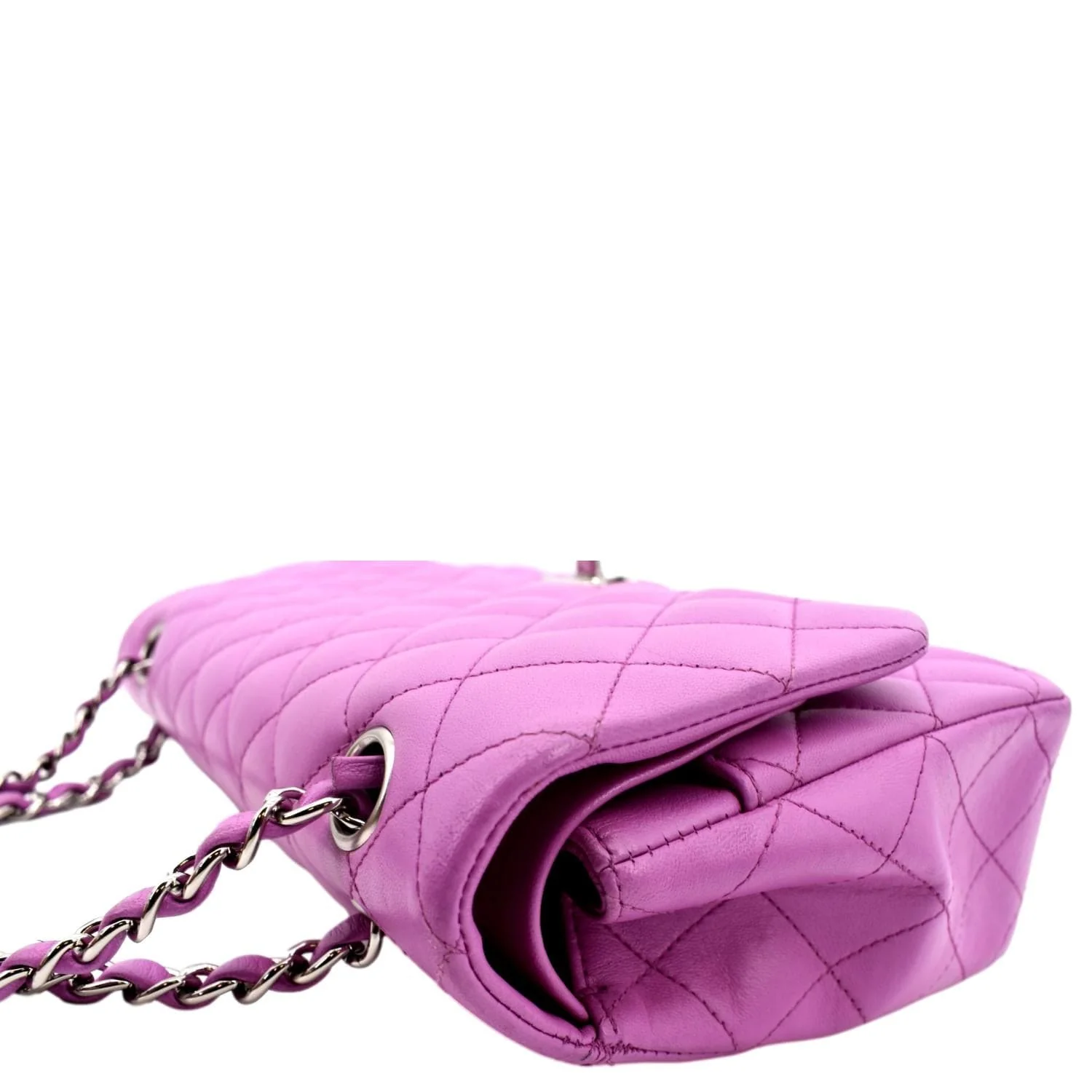 CHANEL Classic Medium Double Flap Quilted Leather Shoulder Bag Neon Pink - Image 5