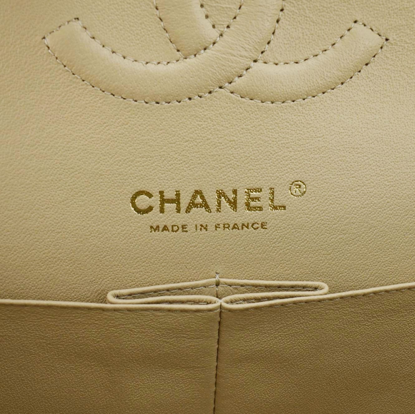 CHANEL Double Flap Medium Quilted Caviar Leather Shoulder Bag Cream - Image 12