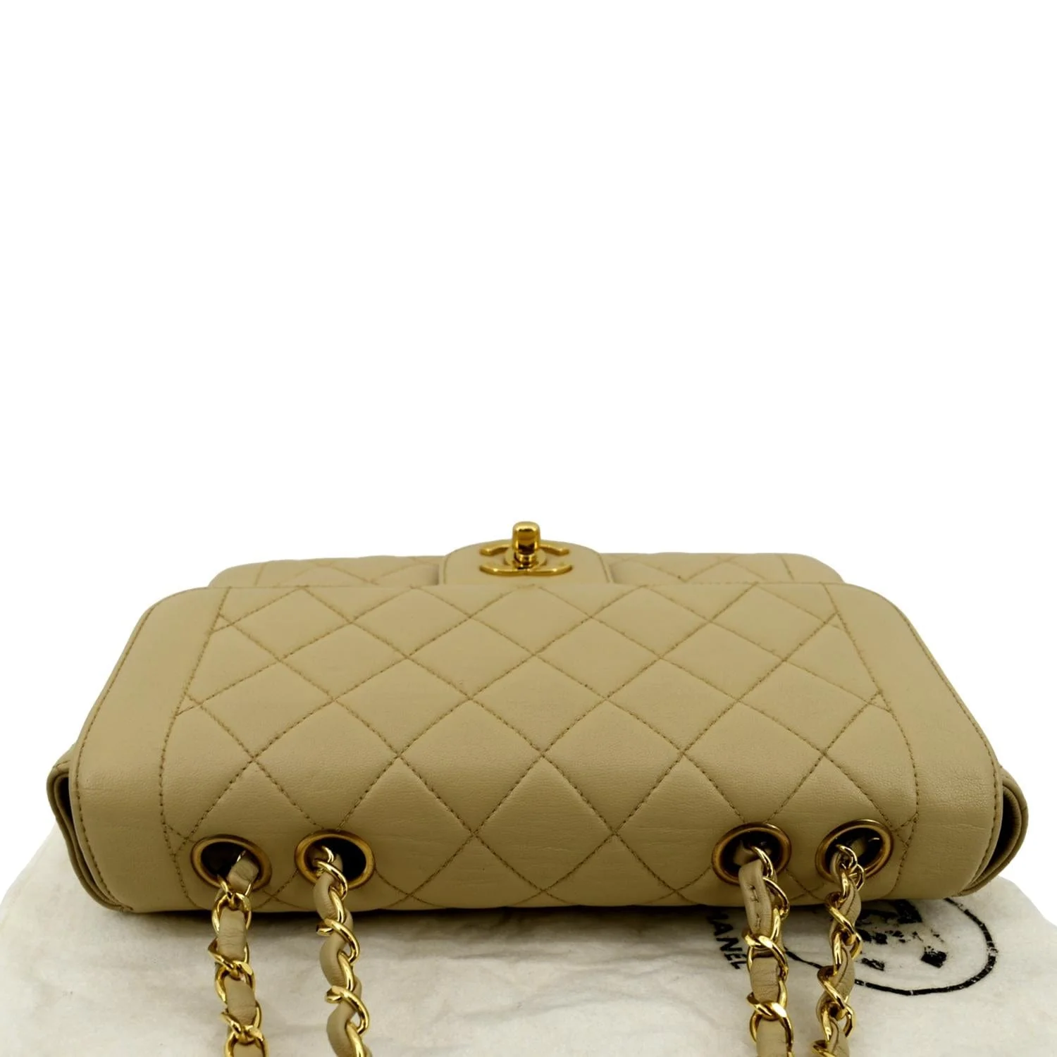 CHANEL Medium Quilted Lambskin Leather Flap Shoulder Bag Beige - Image 5