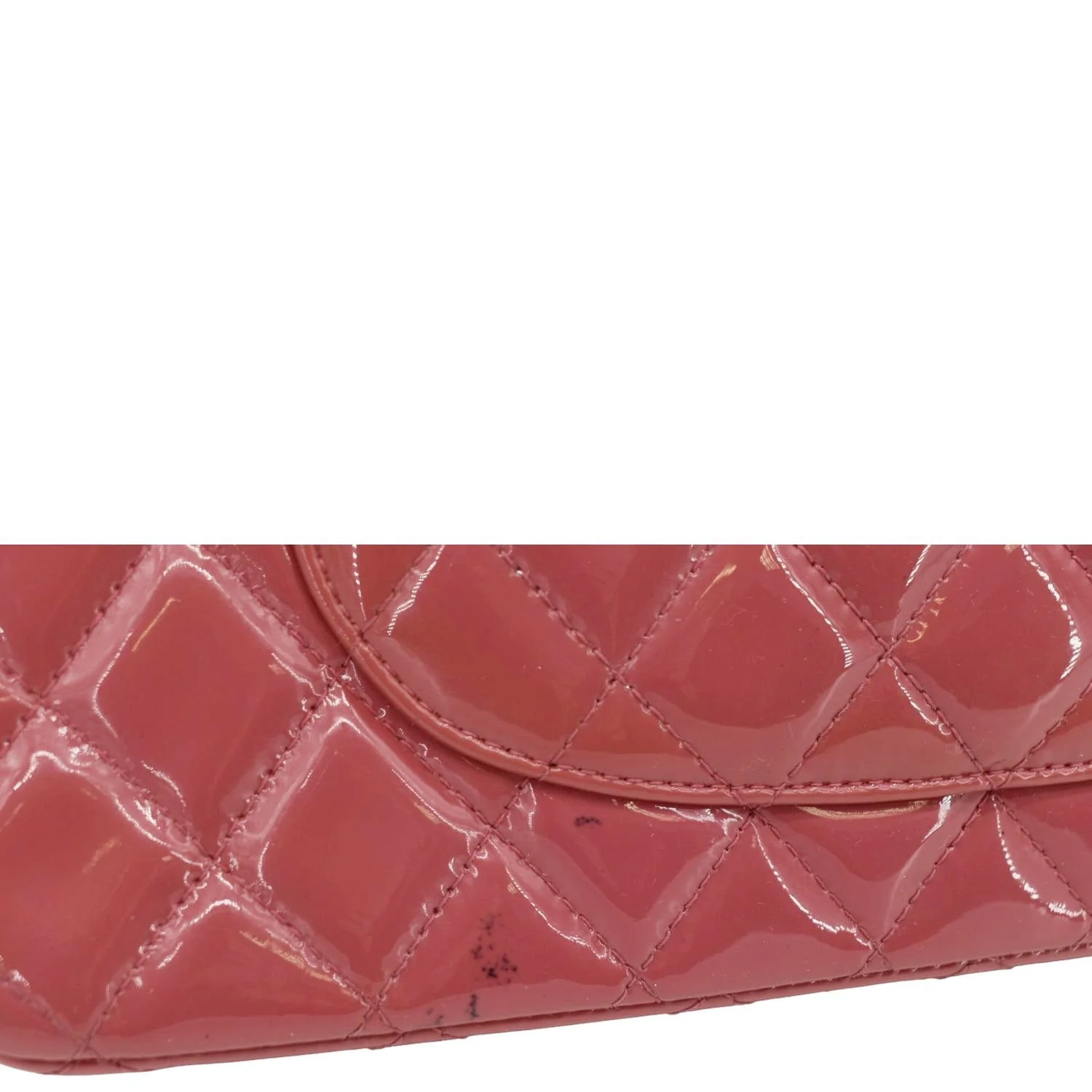 CHANEL Classic Double Flap Medium Quilted Patent Leather Shoulder Bag Dark Pink - Image 12