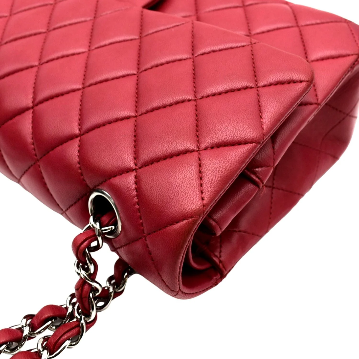 CHANEL Classic Medium Double Flap Quilted Leather Shoulder Bag Red - Image 7