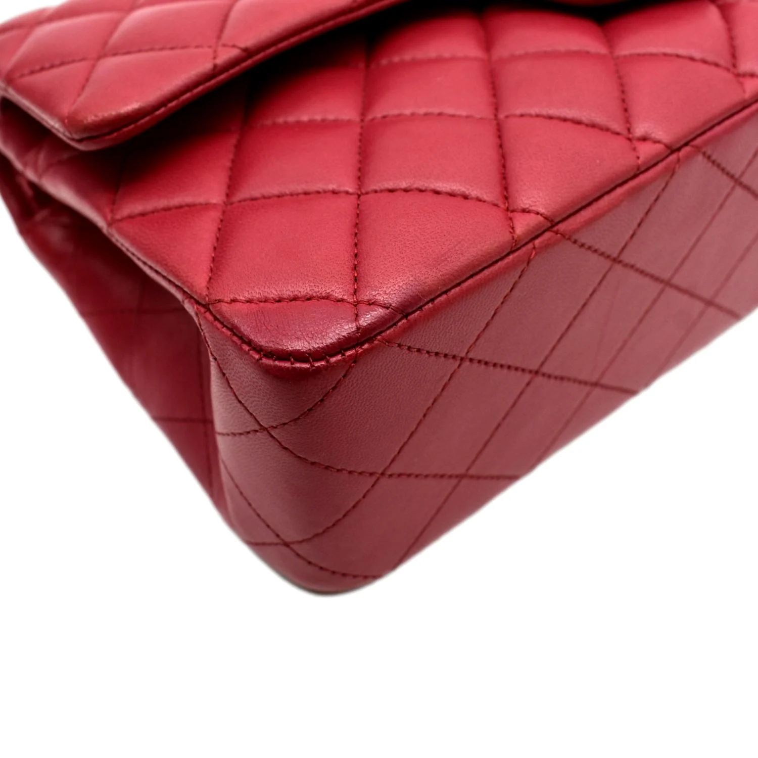 CHANEL Classic Medium Double Flap Quilted Leather Shoulder Bag Red - Image 8