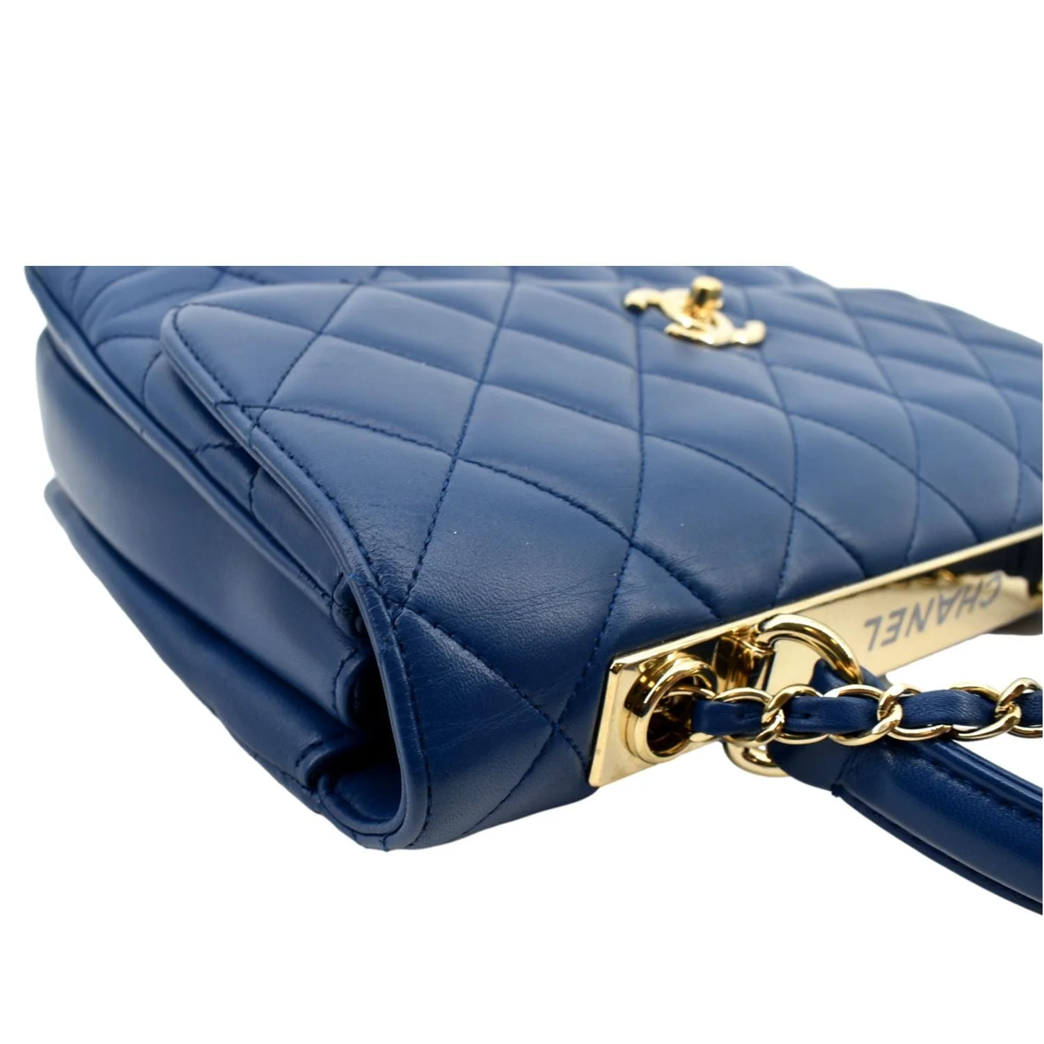 CHANEL Medium Trendy CC Flap Quilted Lambskin Shoulder Bag Blue - Image 6