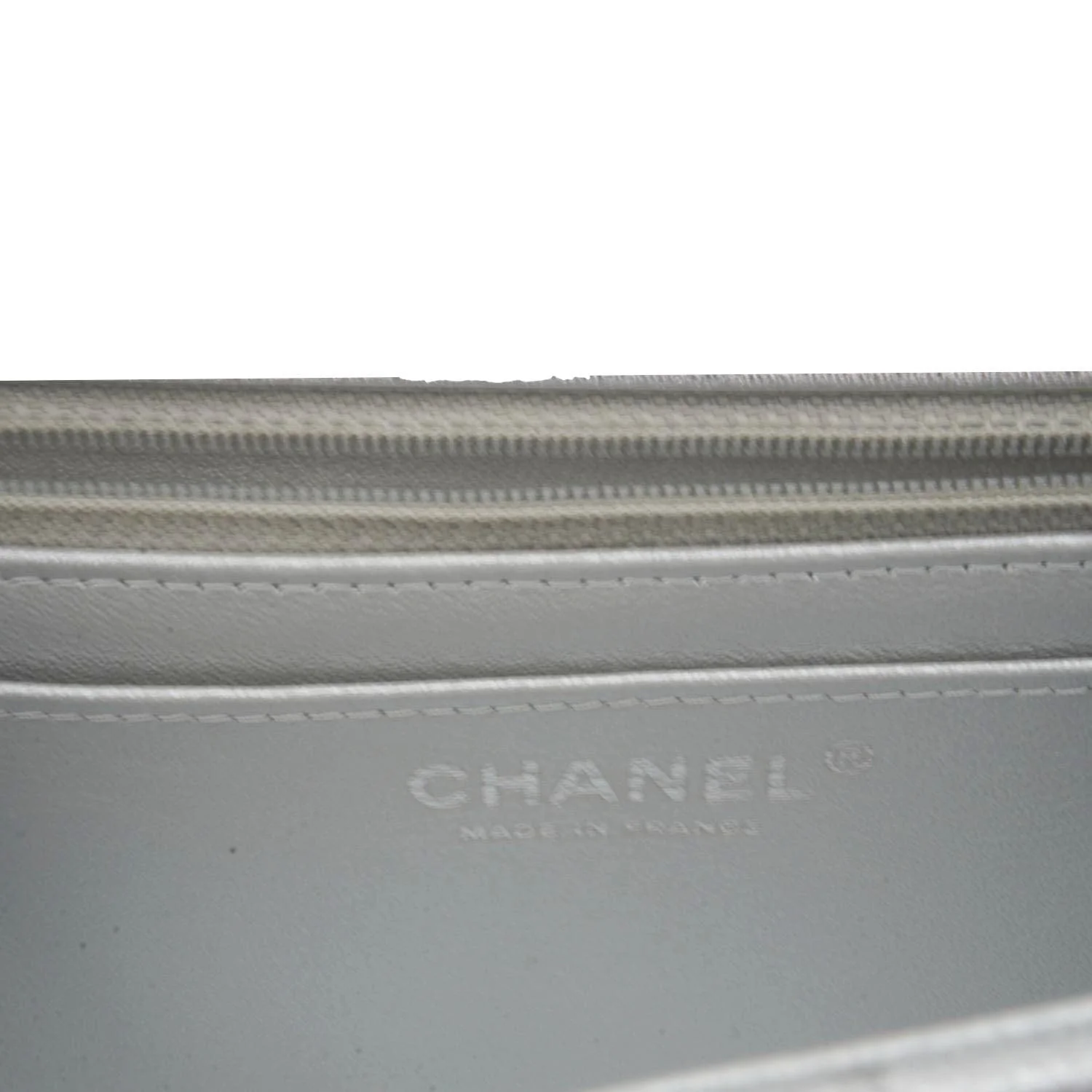 CHANEL Rectangular Flap Mini Lambskin Leather Shoulder Bag Silver Metallic - Image 15
