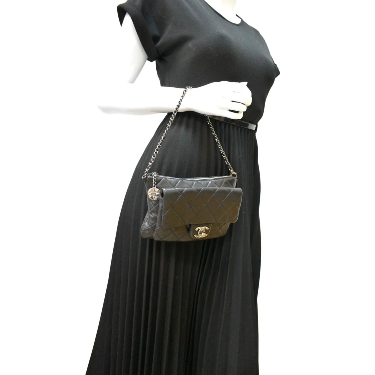 CHANEL Mineral Nights Flap Quilted Leather Shoulder Bag Black - Image 2