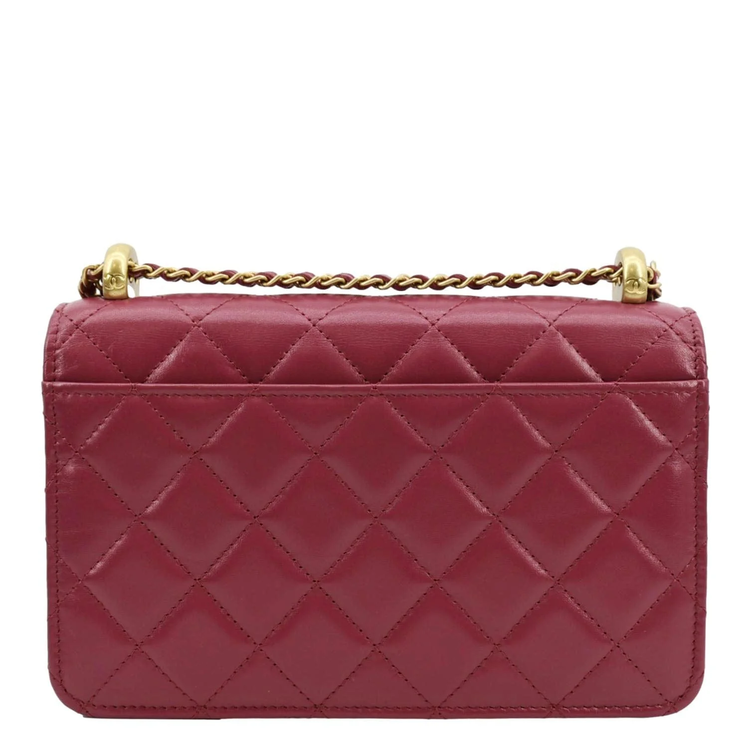 CHANEL CC Mini Flap Quilted Leather Shoulder Bag Magenta - Image 3