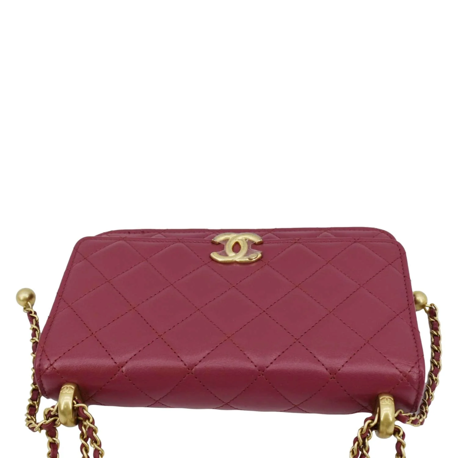 CHANEL CC Mini Flap Quilted Leather Shoulder Bag Magenta - Image 4