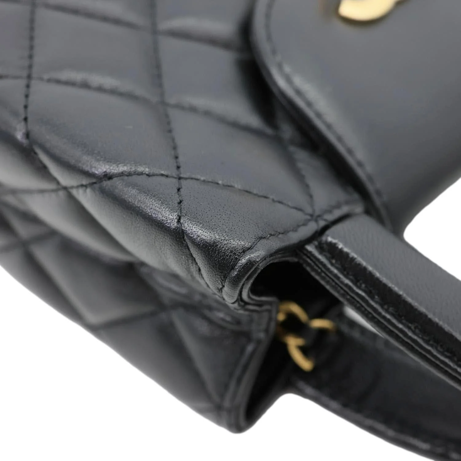CHANEL Kelly Nano Quilted Shiny Aged Calfskin Leather Tote Crossbody Bag Black - Image 6