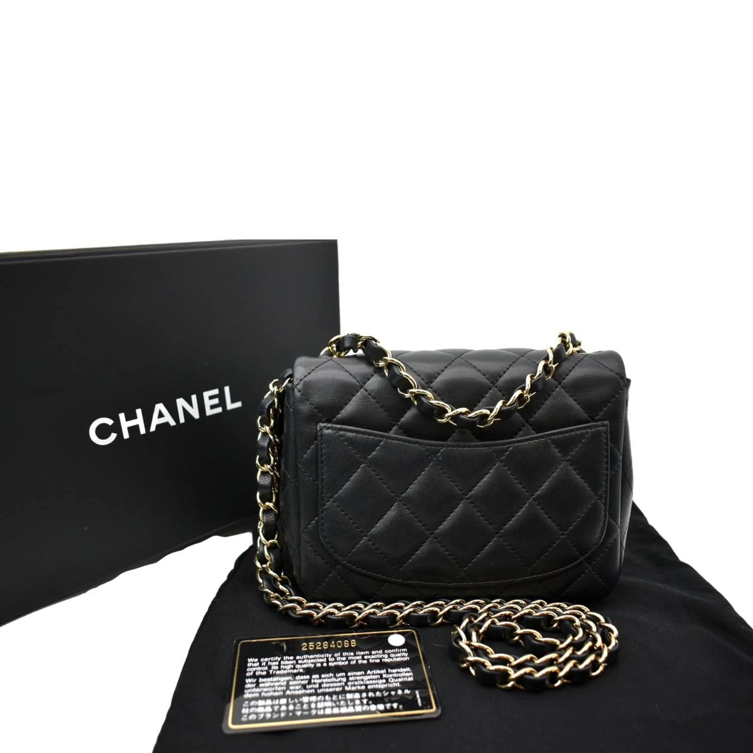 CHANEL Mini Square Flap Leather Shoulder Bag Black - Image 3