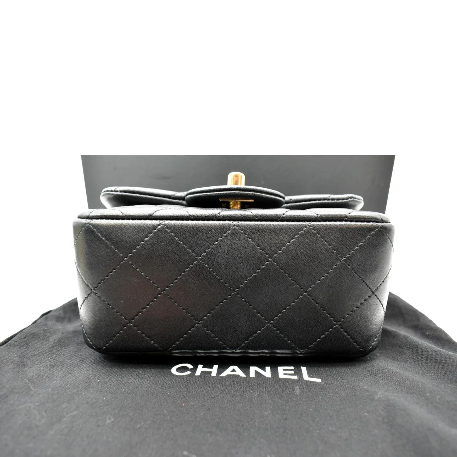 CHANEL Mini Square Flap Leather Shoulder Bag Black - Image 7