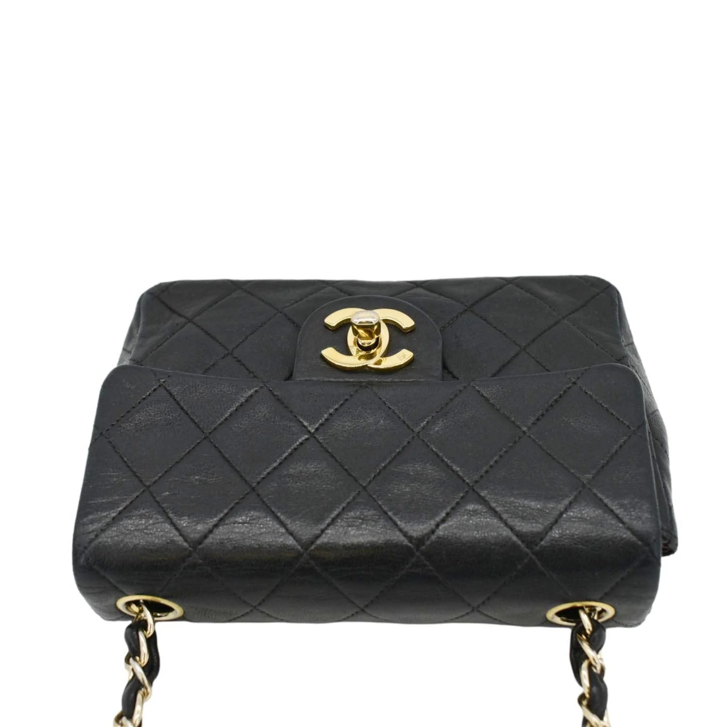 CHANEL Classic Flap Vintage Mini Square Lambskin Leather Crossbody Bag Black - Image 4