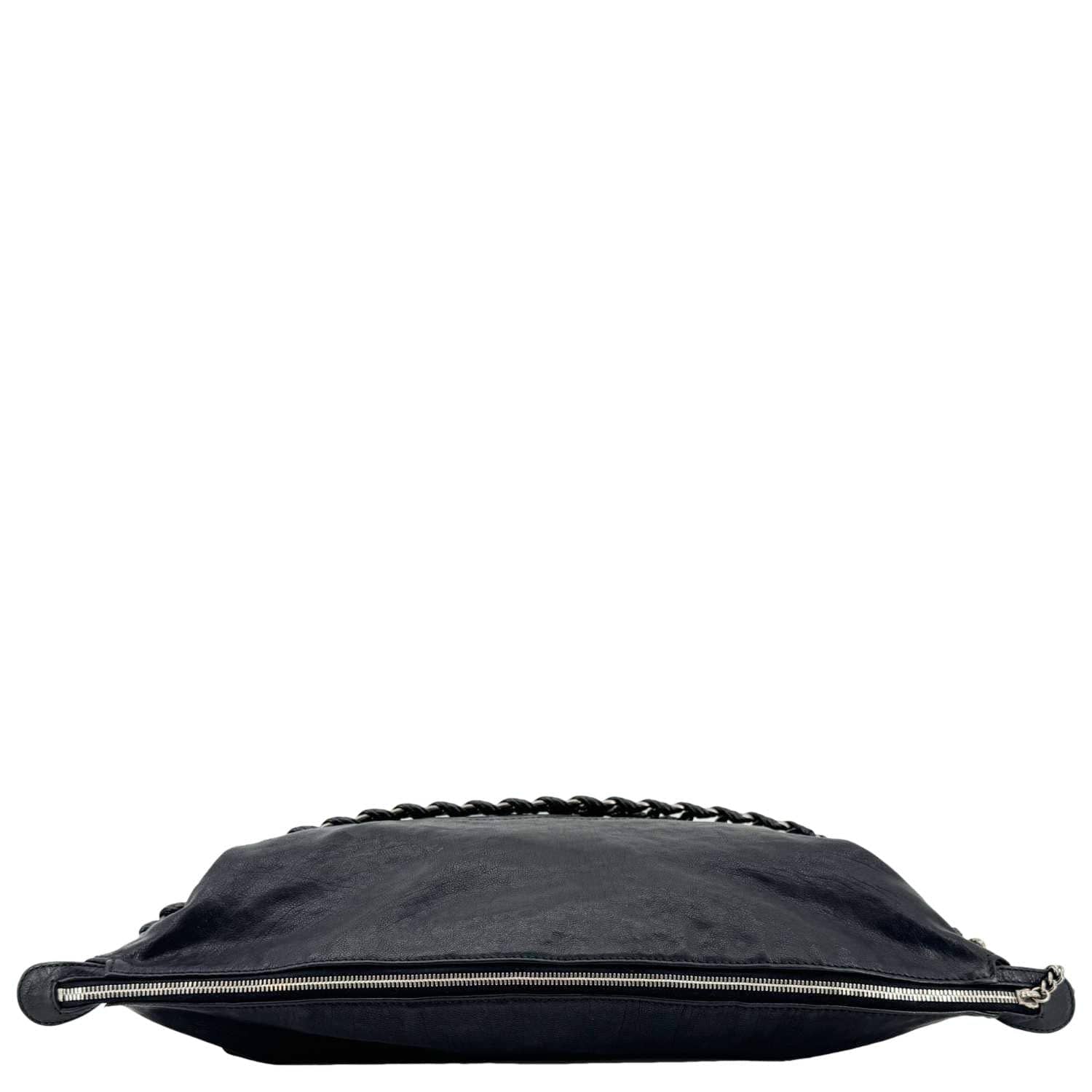 CHANEL Modern Chain Calfskin Leather Hobo Bag Black - Image 8