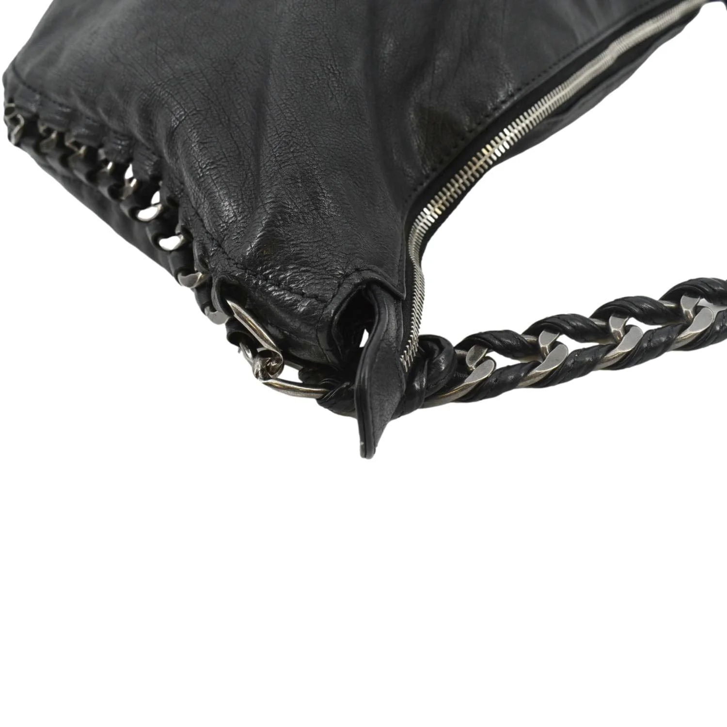 CHANEL Modern Chain Calfskin Leather Hobo Bag Black - Image 5