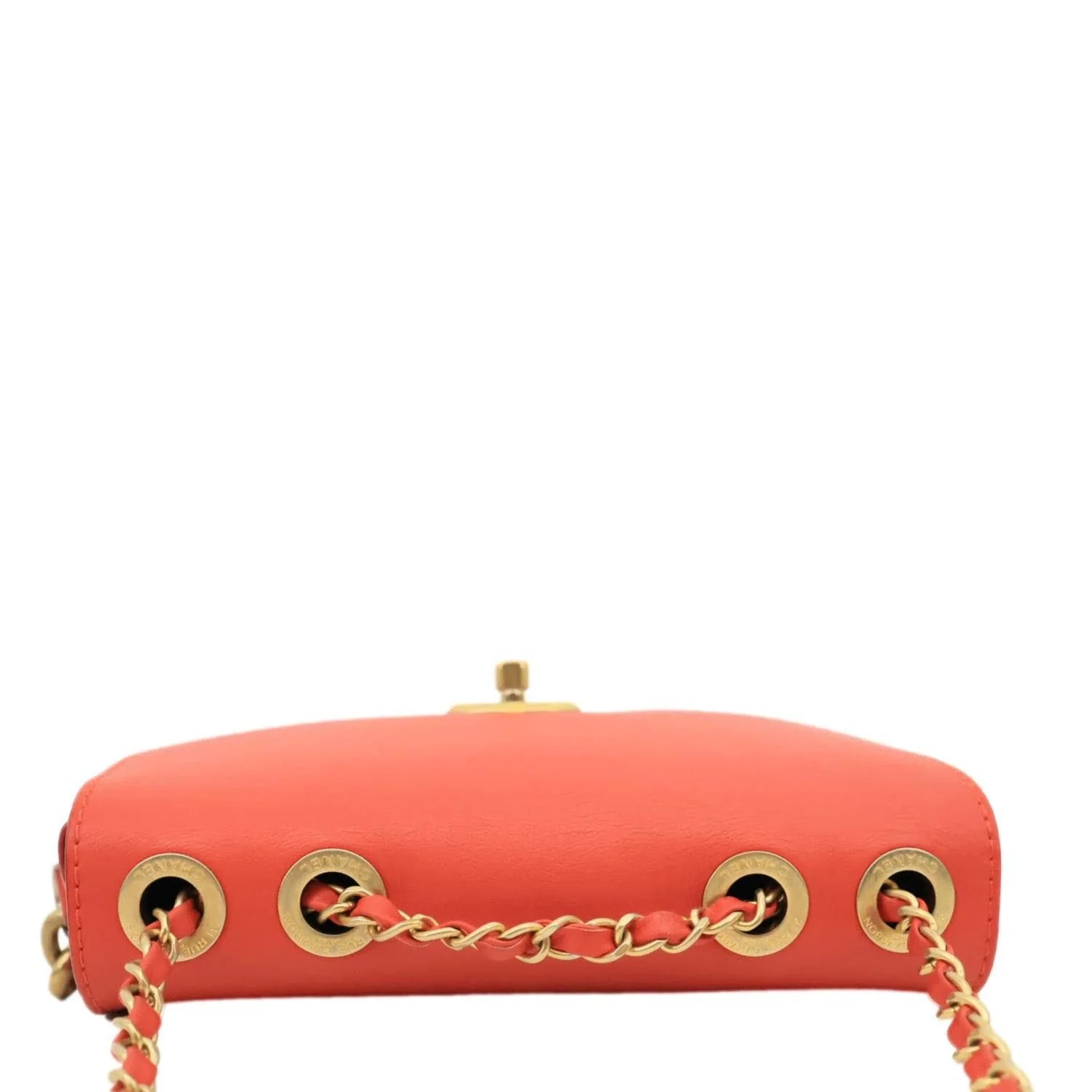 CHANEL Multi Pouching Flap Quilted Calfskin Leather Crossbody Bag Orange - Image 5