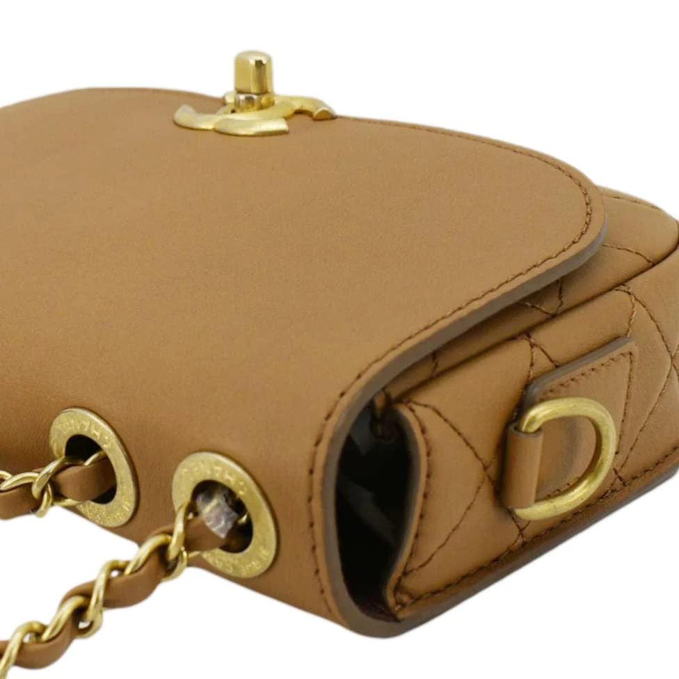 CHANEL Multi Pouching Flap With Coin Purse Quilted Calfskin Leather Crossbody Bag Brown - Image 6