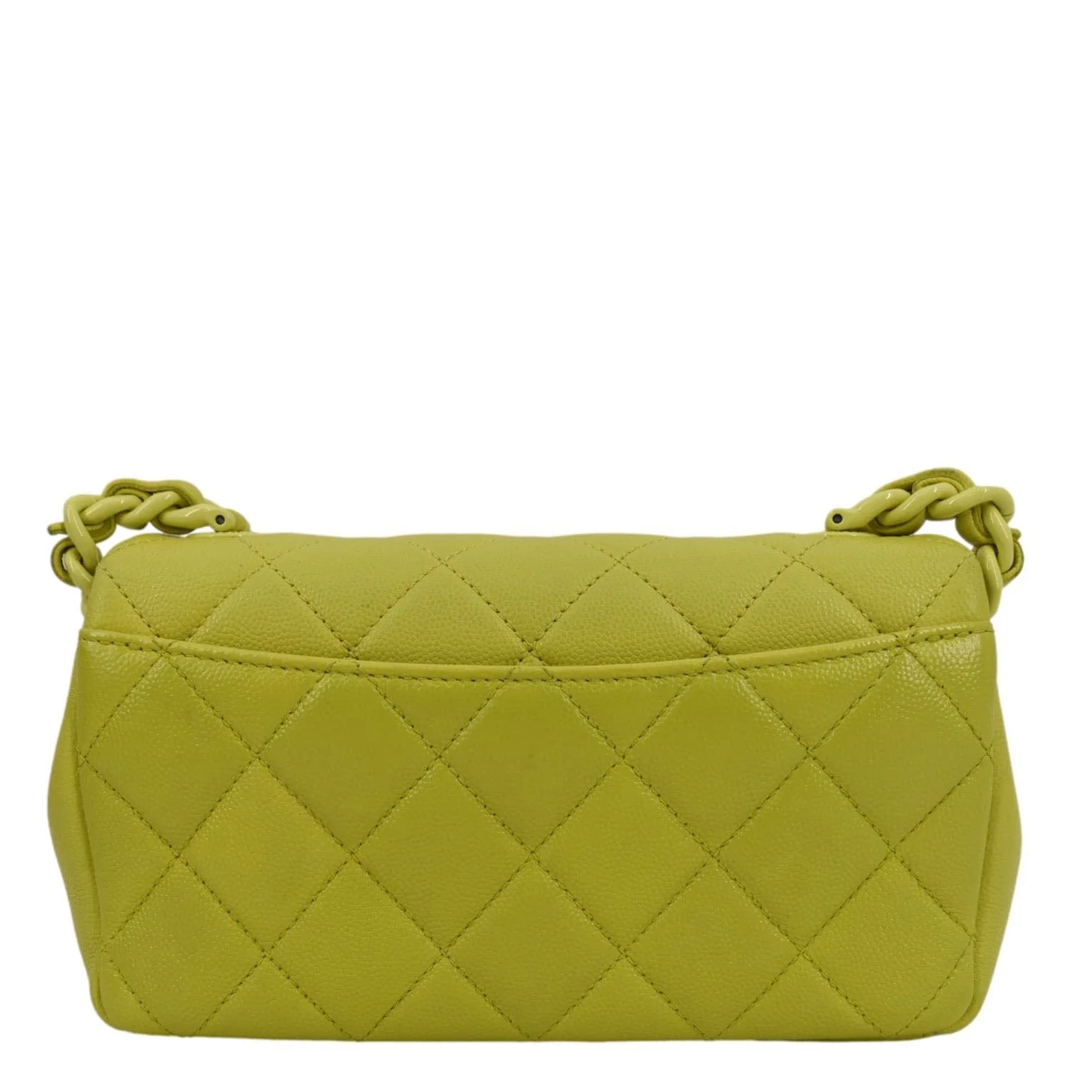 CHANEL My Everything Small Caviar Quilted Leather Flap Shoulder Bag Yellow - Image 4