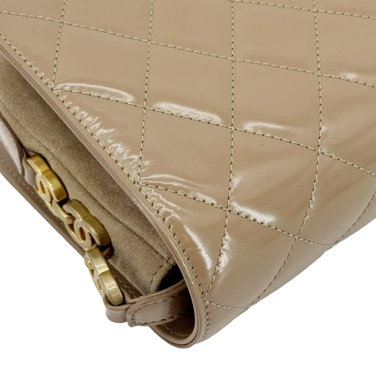 CHANEL My Sweet CC Shiny Quilted Calfskin Leather Shoulder Bag Beige - Image 7