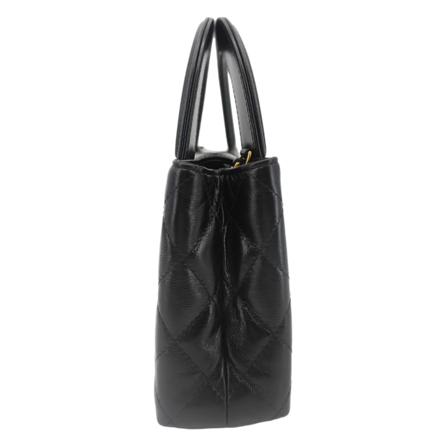 CHANEL Kelly Nano Quilted Aged Calfskin Leather Top Handle Shoulder Bag Black - Image 7