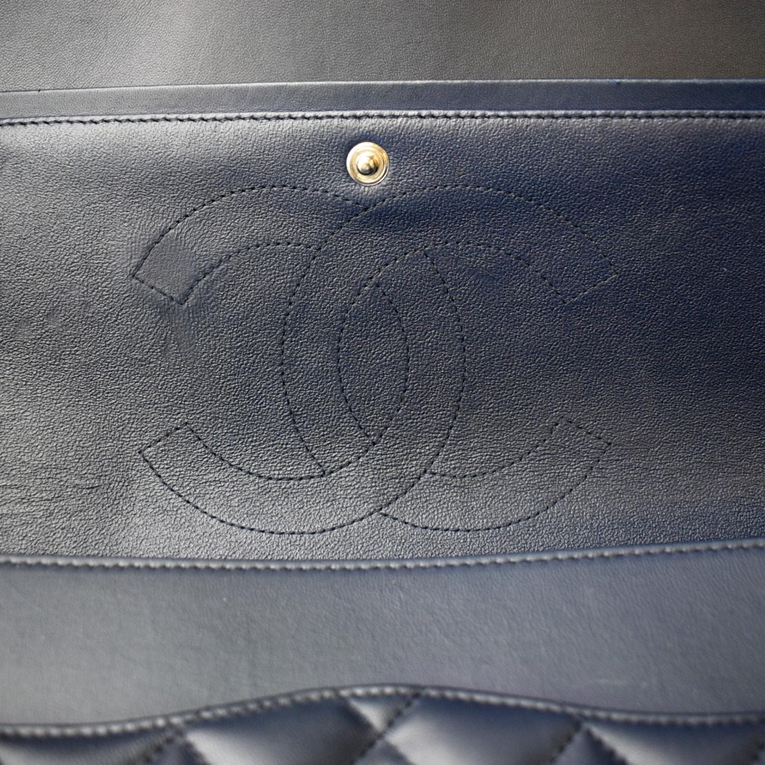 CHANEL Jumbo Double Flap Calfskin Leather Shoulder Bag Navy Blue - Image 12