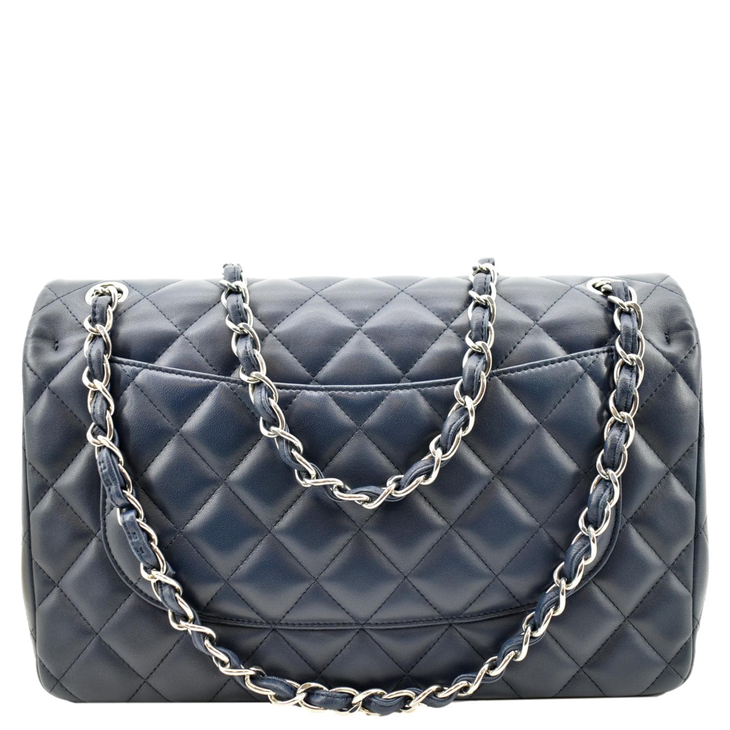 CHANEL Jumbo Double Flap Calfskin Leather Shoulder Bag Navy Blue - Image 3
