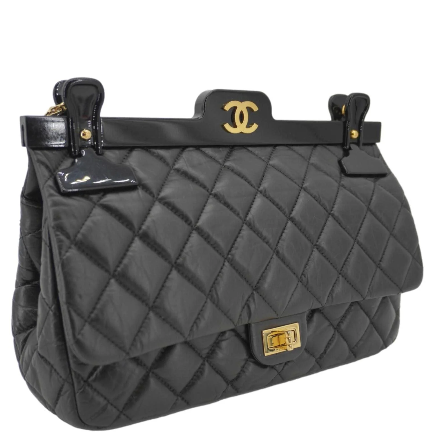 CHANEL 2.55 Reissue Hanger Flap Quilted Leather Crossbody Bag Black - Image 6