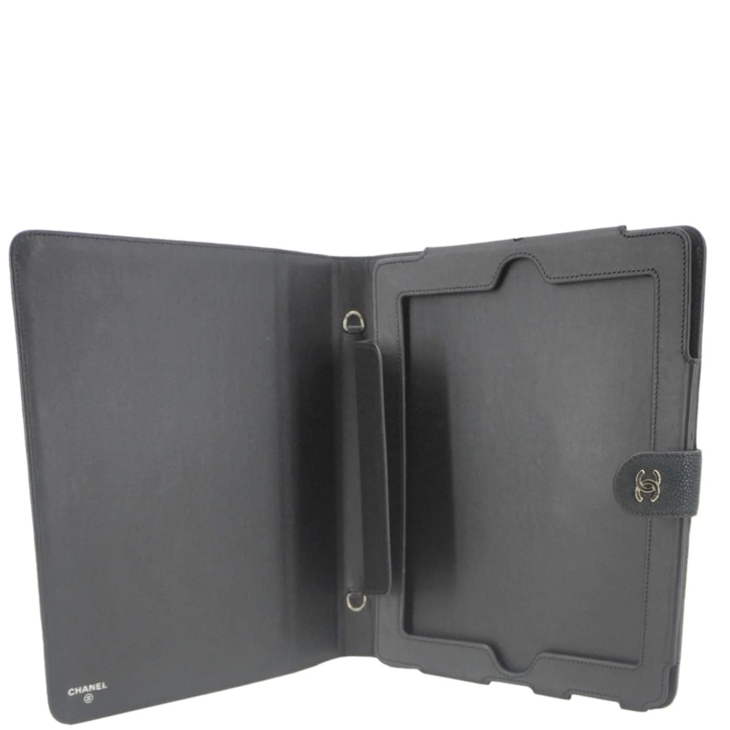 CHANEL Nubuck Quilted Leather Ipad Case Black - Image 12