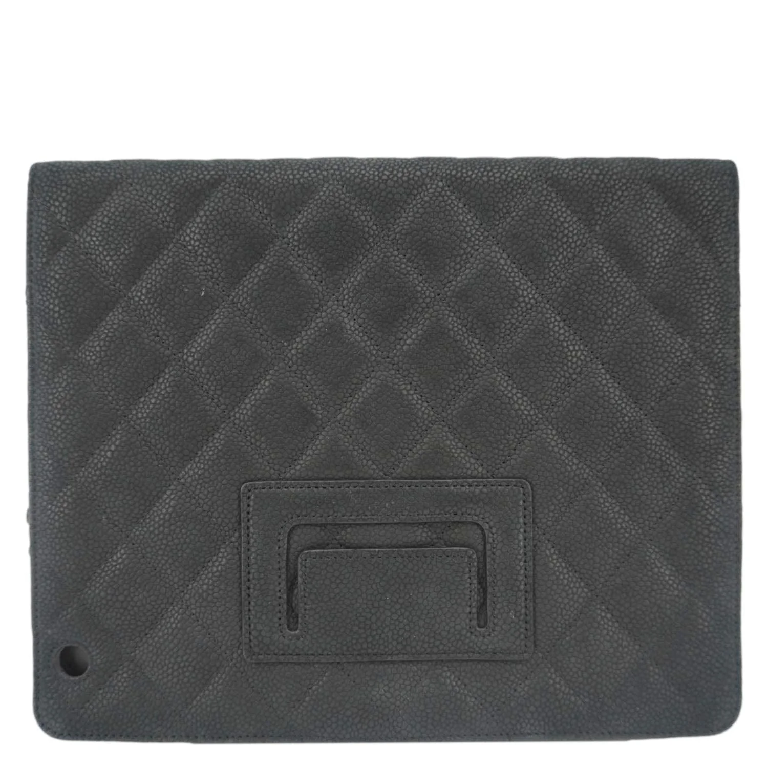 CHANEL Nubuck Quilted Leather Ipad Case Black - Image 3