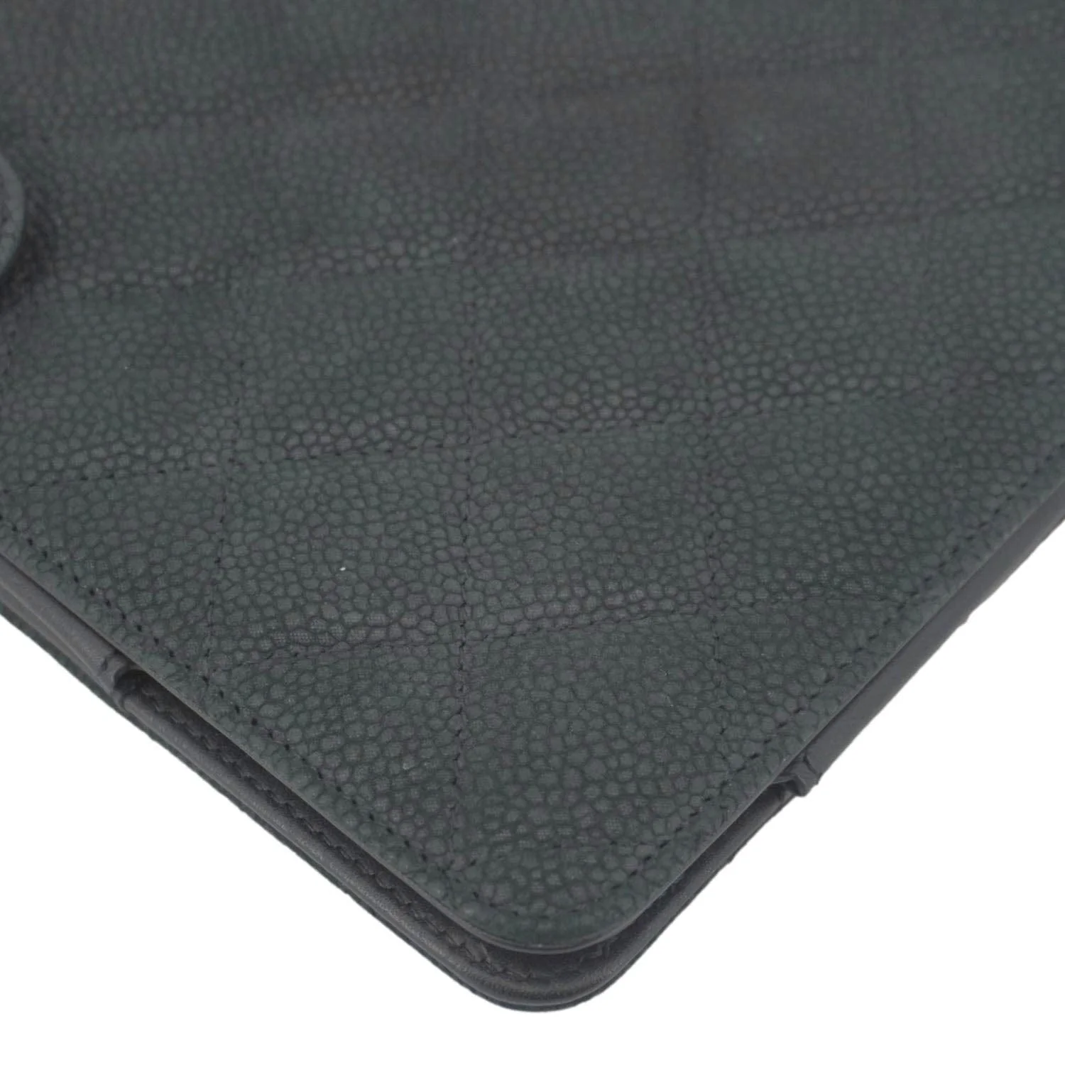 CHANEL Nubuck Quilted Leather Ipad Case Black - Image 7