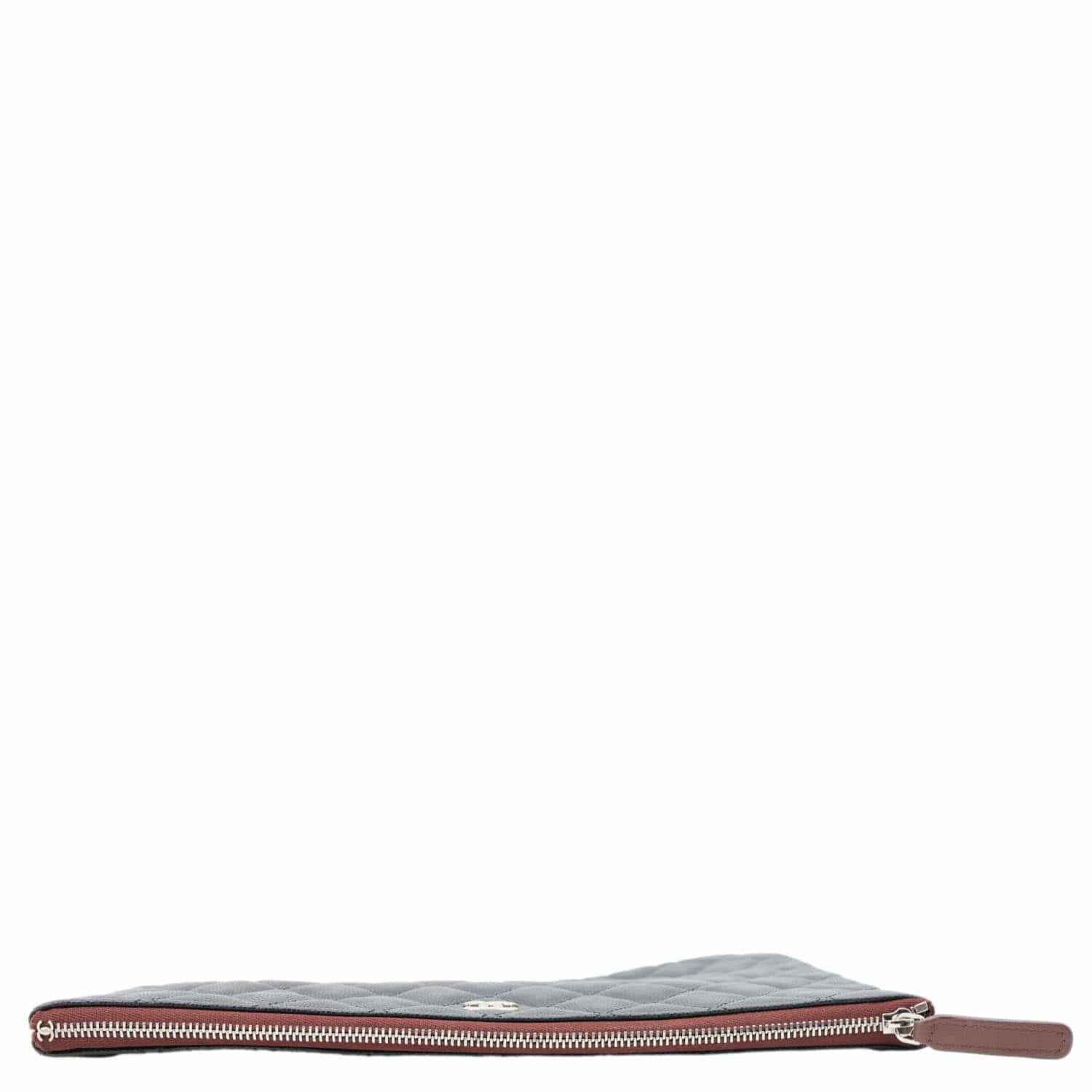CHANEL O Case Quilted Caviar Leather Clutch Black - Image 5