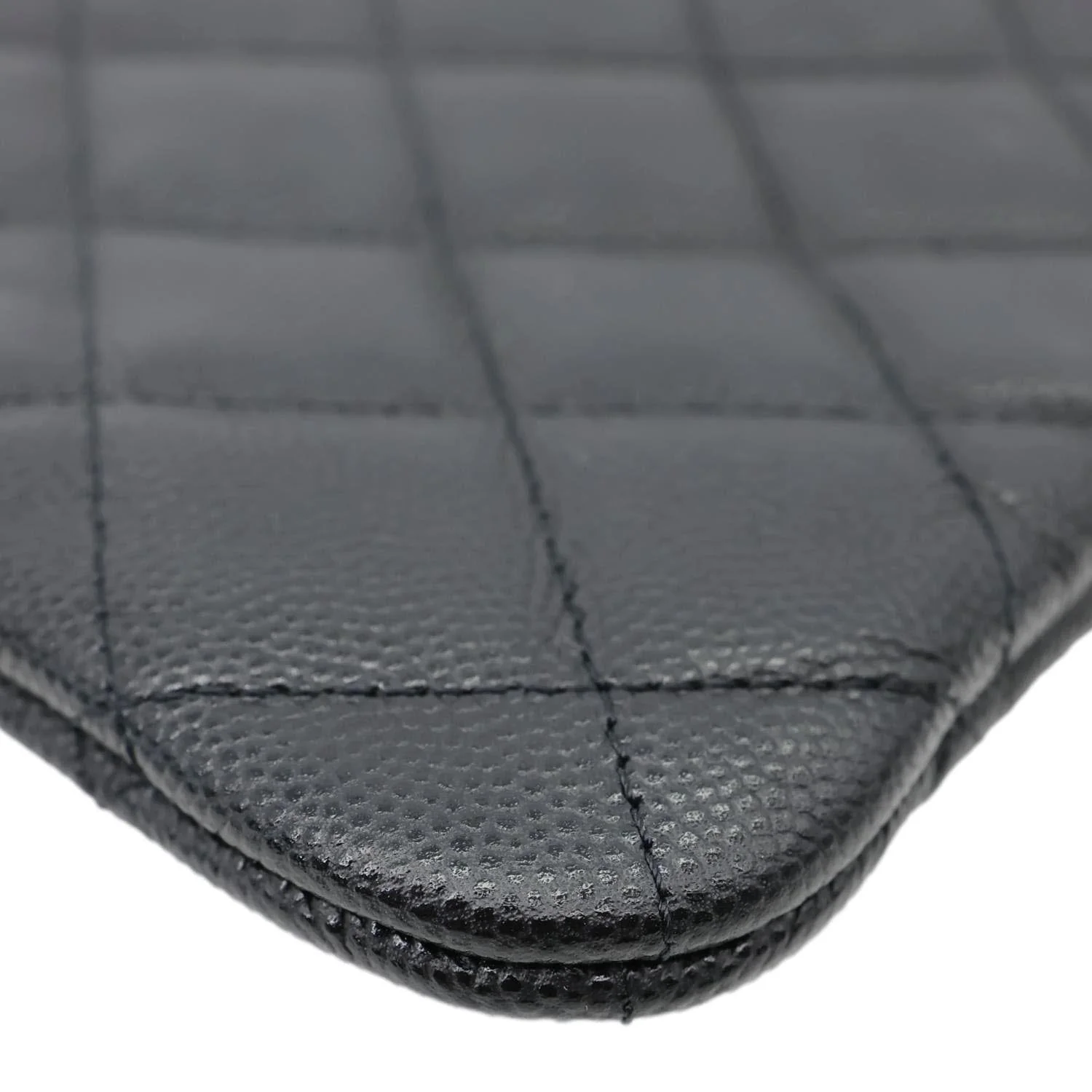 CHANEL O Case Quilted Caviar Leather Clutch Black - Image 9