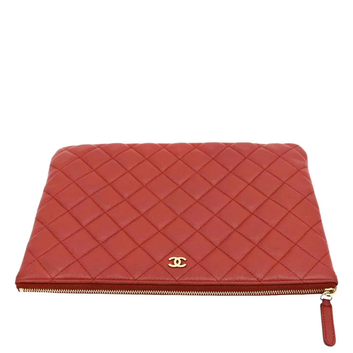 CHANEL Classic O-Case Leather Zip Pouch Red - Image 5