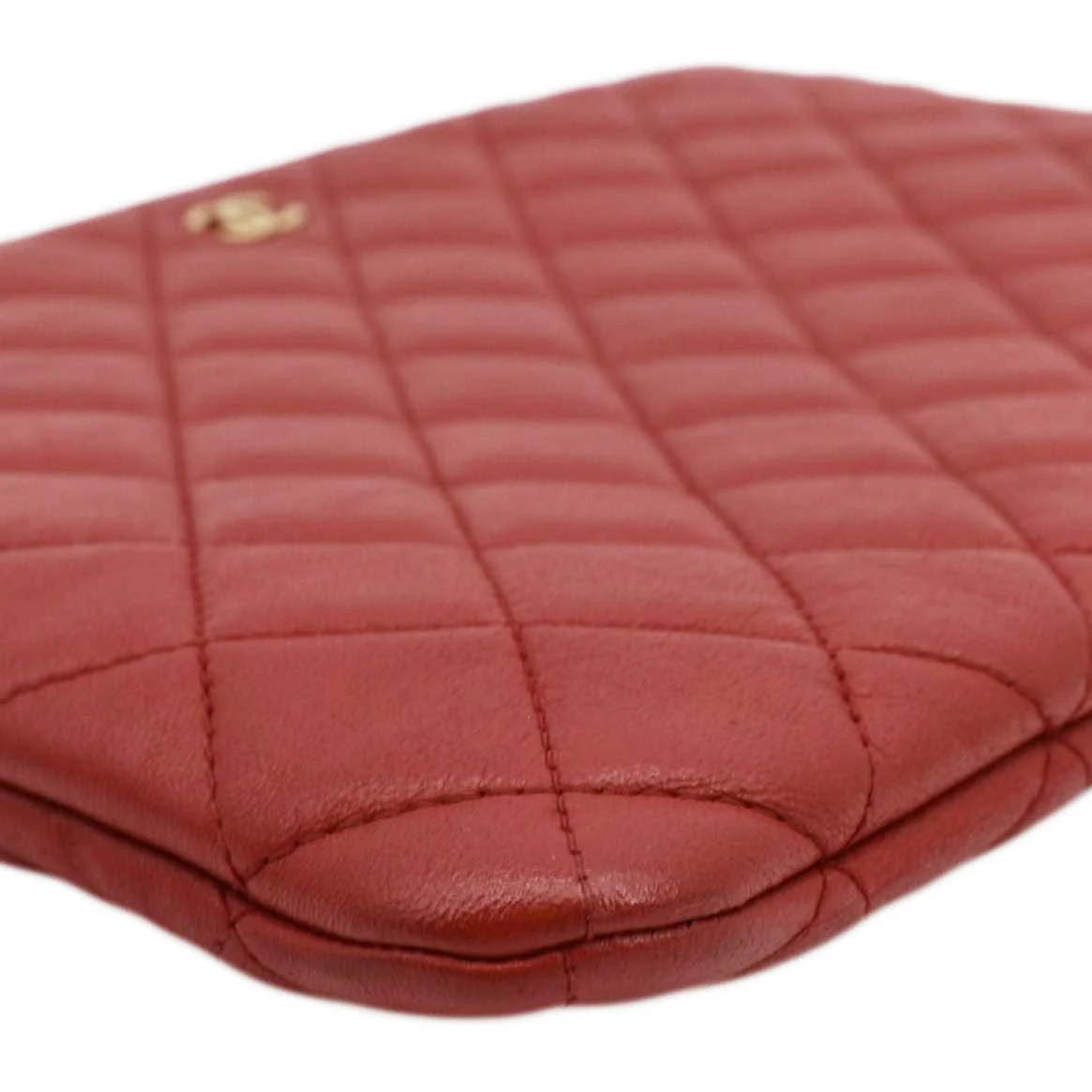 CHANEL Classic O-Case Leather Zip Pouch Red - Image 9